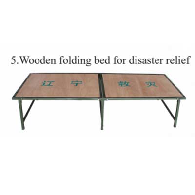 Wooden folding bed for disaster relief